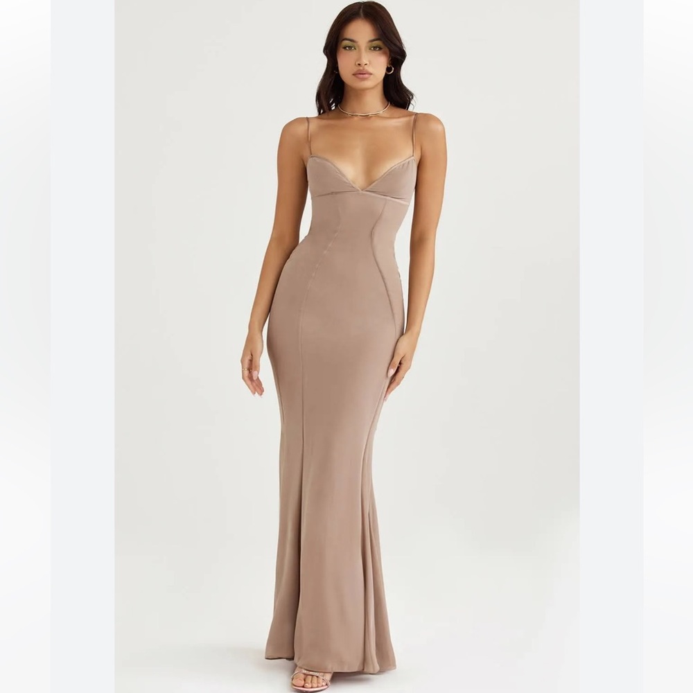 House of CB Taupe Maxi Slip Dress
